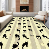 Ultra Soft Area Rug, Non Slip, Stain Resistant, Washable Area Rugs for Living Room, Bedroom, Striking Monochrome Feline Art(Beige)