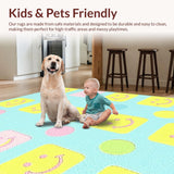 Ultra Soft Area Rug, Non Slip, Stain Resistant, Washable Area Rugs for Living Room, Bedroom, Delightful Pastel Cartoon Visuals(Blue)