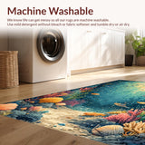 Ultra Soft Area Rug, Non Slip, Stain Resistant, Washable Area Rugs for Living Room, Bedroom, CDIWIDH Ocean Theme Carpet with Character Sharks(Blue)