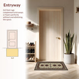 Ultra Soft Area Rug, Non Slip, Stain Resistant, Washable Area Rugs for Living Room, Bedroom, Luxurious Distressed Geometric Print(Beige)