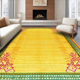 Ultra Soft Area Rug, Non Slip, Stain Resistant, Washable Area Rugs for Living Room, Bedroom, Playful Kaleidoscope Color Splash(Yellow)