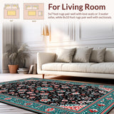 Ultra Soft Area Rug, Non Slip, Stain Resistant, Washable Area Rugs for Living Room, Bedroom, Rustic Black Geometric Tapestry(Black)