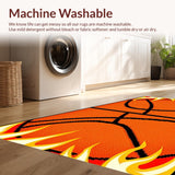 Ultra Soft Area Rug, Non Slip, Stain Resistant, Washable Area Rugs for Living Room, Bedroom, Vivid Black Orange Flame Concept(Orange)