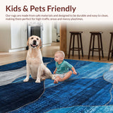 Ultra Soft Area Rug, Non Slip, Stain Resistant, Washable Area Rugs for Living Room, Bedroom, Art Deco Inspired Blue Geometry(Blue)