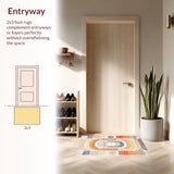 Ultra Soft Area Rug, Non Slip, Stain Resistant, Washable Area Rugs for Living Room, Bedroom, Elegant Soft Pastel Geometry(Orange)