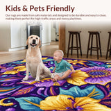 Ultra Soft Area Rug, Non Slip, Stain Resistant, Washable Area Rugs for Living Room, Bedroom, Elegant Symmetrical Seasonal Design(Purple)