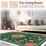 Ultra Soft Area Rug, Non Slip, Stain Resistant, Washable Area Rugs for Living Room, Bedroom, Floral Mihrab Group Praying Carpet for Families(Green)