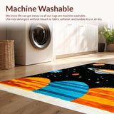 Ultra Soft Area Rug, Non Slip, Stain Resistant, Washable Area Rugs for Living Room, Bedroom, Celestial Multicolor Planetary Display(Black)