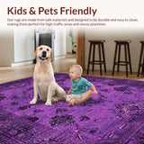 Ultra Soft Area Rug, Non Slip, Stain Resistant, Washable Area Rugs for Living Room, Bedroom, Luxurious Purple and Black Tapestry(Purple)