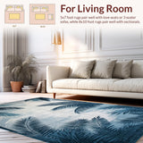 Ultra Soft Area Rug, Non Slip, Stain Resistant, Washable Area Rugs for Living Room, Bedroom, Elegant Grey Blue Geometric Fusion(Blue)