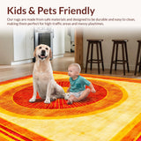 Ultra Soft Area Rug, Non Slip, Stain Resistant, Washable Area Rugs for Living Room, Bedroom, Vibrant Rainbow Geometric Composition(Gold)