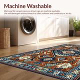 Ultra Soft Area Rug, Non Slip, Stain Resistant, Washable Area Rugs for Living Room, Bedroom, Contemporary Abstract Geometric Style(Brown)