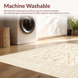 Ultra Soft Area Rug, Non Slip, Stain Resistant, Washable Area Rugs for Living Room, Bedroom, Elegant Beige Runner Geometric Area(Beige)