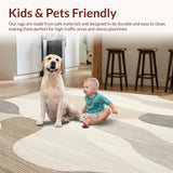 Artistic Area Showcasing Bold Abstract Design in Creamy Tones(Beige)