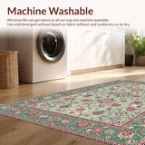 Ultra Soft Area Rug, Non Slip, Stain Resistant, Washable Area Rugs for Living Room, Bedroom, Rustic Floral Geometric Arrangement(Green)