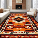 Ultra Soft Area Rug, Non Slip, Stain Resistant, Washable Area Rugs for Living Room, Bedroom, Vintage Artistic Geometric Print(Orange)