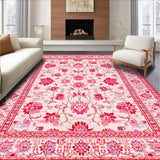 Ultra Soft Area Rug, Non Slip, Stain Resistant, Washable Area Rugs for Living Room, Bedroom, Cozy Vibrant Floral Tapestry Style(Pink)
