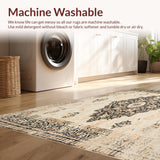 Ultra Soft Area Rug, Non Slip, Stain Resistant, Washable Area Rugs for Living Room, Bedroom, Beige Area Brown Distressed Medallion Retro(Beige)