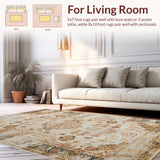 Ultra Soft Area Rug, Non Slip, Stain Resistant, Washable Area Rugs for Living Room, Bedroom, Luxurious Abstract Terracotta Palette(Beige)
