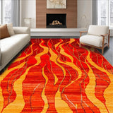 Ultra Soft Area Rug, Non Slip, Stain Resistant, Washable Area Rugs for Living Room, Bedroom, Energetic Warm-toned Abstract Print(Red)