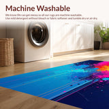 Ultra Soft Area Rug, Non Slip, Stain Resistant, Washable Area Rugs for Living Room, Bedroom, Bold Rainbow Abstract Expression(Blue)