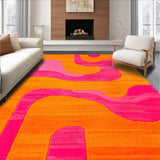 Ultra Soft Area Rug, Non Slip, Stain Resistant, Washable Area Rugs for Living Room, Bedroom, Lively Curvilinear Retro Pattern(Orange)