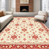 Ultra Soft Area Rug, Non Slip, Stain Resistant, Washable Area Rugs for Living Room, Bedroom, Classic Heirloom Featuring Intricate Rosettes(Red)
