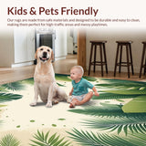 Ultra Soft Area Rug, Non Slip, Stain Resistant, Washable Area Rugs for Living Room, Bedroom, Lush Tropical Escape Area Green Beige Leaf(Green)