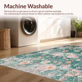 Ultra Soft Area Rug, Non Slip, Stain Resistant, Washable Area Rugs for Living Room, Bedroom, Rustic Vintage Charm Composition(Green)