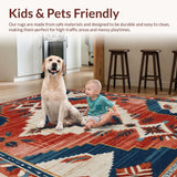 Ultra Soft Area Rug, Non Slip, Stain Resistant, Washable Area Rugs for Living Room, Bedroom, Modern Southwestern Entryway Non-Shedding Decor Rug(Red)
