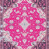 Ultra Soft Area Rug, Non Slip, Stain Resistant, Washable Area Rugs for Living Room, Bedroom, Floral Distressed Washable Rug for Kids Bedroom Decor(Red)