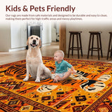 Ultra Soft Area Rug, Non Slip, Stain Resistant, Washable Area Rugs for Living Room, Bedroom, Bold Orange Playful Design Theme(Orange)