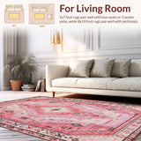 Ultra Soft Area Rug, Non Slip, Stain Resistant, Washable Area Rugs for Living Room, Bedroom, Vibrant Pink Western Boot Motif(Pink)