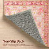 Ultra Soft Area Rug, Non Slip, Stain Resistant, Washable Area Rugs for Living Room, Bedroom, Sophisticated Muted Color Block Design(Pink)