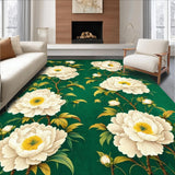 Ultra Soft Area Rug, Non Slip, Stain Resistant, Washable Area Rugs for Living Room, Bedroom, Naturalistic Peony Blossom Style(Green)