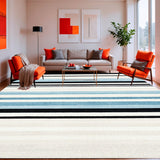Ultra Soft Area Rug, Non Slip, Stain Resistant, Washable Area Rugs for Living Room, Bedroom, Classic Coastal Cabana Stripe Rug With Reversible Design For Patio Deck(Black)