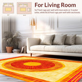 Ultra Soft Area Rug, Non Slip, Stain Resistant, Washable Area Rugs for Living Room, Bedroom, Vibrant Rainbow Geometric Composition(Gold)