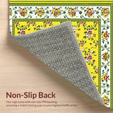 Ultra Soft Area Rug, Non Slip, Stain Resistant, Washable Area Rugs for Living Room, Bedroom, Joyful Floral Scallop Accent(Yellow)