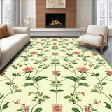 Ultra Soft Area Rug, Non Slip, Stain Resistant, Washable Area Rugs for Living Room, Bedroom, Soft Pastel Blossom Artwork(Ivory)