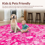 Ultra Soft Area Rug, Non Slip, Stain Resistant, Washable Area Rugs for Living Room, Bedroom, Whimsical Bright Color Fusion(Pink)