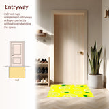 Ultra Soft Area Rug, Non Slip, Stain Resistant, Washable Area Rugs for Living Room, Bedroom, Bright Fruity Abstract Design(Yellow)