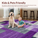Ultra Soft Area Rug, Non Slip, Stain Resistant, Washable Area Rugs for Living Room, Bedroom, Stylish Lattice Patterned Elegance(Purple)
