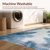 Ultra Soft Area Rug, Non Slip, Stain Resistant, Washable Area Rugs for Living Room, Bedroom, Tropical Inspired Botanical Motif(Blue)