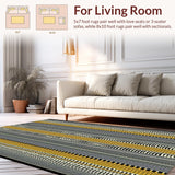 Ultra Soft Area Rug, Non Slip, Stain Resistant, Washable Area Rugs for Living Room, Bedroom, Contemporary Playful Stripe Design(Gray)