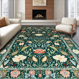 Ultra Soft Area Rug, Non Slip, Stain Resistant, Washable Area Rugs for Living Room, Bedroom, Rustic Botanical Tiled Composition(Green)
