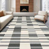 Ultra Soft Area Rug, Non Slip, Stain Resistant, Washable Area Rugs for Living Room, Bedroom, Chic Entry Stripe Rug with Modern Bold Linework and Timeless Contrast Pattern(Beige)