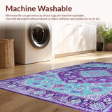 Ultra Soft Area Rug, Non Slip, Stain Resistant, Washable Area Rugs for Living Room, Bedroom, Contemporary Vintage Abstract Elements(Blue)