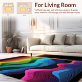 Ultra Soft Area Rug, Non Slip, Stain Resistant, Washable Area Rugs for Living Room, Bedroom, Dynamic Colorful Geometric Aesthetic(Yellow)