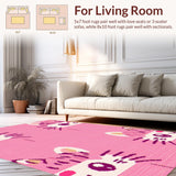 Ultra Soft Area Rug, Non Slip, Stain Resistant, Washable Area Rugs for Living Room, Bedroom, Adorable Plush Animal Shape Design(Pink)