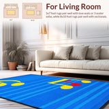 Ultra Soft Area Rug, Non Slip, Stain Resistant, Washable Area Rugs for Living Room, Bedroom, Energetic Melody Inspired Aesthetic(Blue)